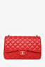 Pre-Loved Chanel™ 2012-13 Red Lambskin Leather Classic Jumbo Double Flap