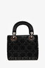 Christian Dior 2018 Black Satin Crystal Embellished Mini Lady Dior with Strap