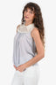 Miu Miu Pale Blue Silk Lace Collared Sleeveless Top Size 38