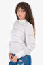 Isabel Marant Etoile White Cotton Lace Striped Long Sleeves Top Size 36