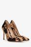 Gianvito Rossi Brown Cow Print Pointed Heels 36.5