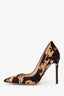 Gianvito Rossi Brown Cow Print Pointed Heels 36.5
