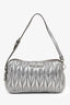 Miu Miu Silver Matelasse Leather Small Double Zip Bag