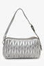 Miu Miu Silver Matelasse Leather Small Double Zip Bag