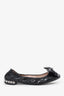 Miu Miu Black Patent Leather Bow/Crystal Embellished Ballet Flats Size 37