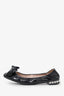 Miu Miu Black Patent Leather Bow/Crystal Embellished Ballet Flats Size 37