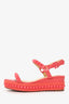 Christian Louboutin Pink Leather Studded Platform Sandals Size 36
