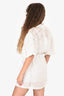 Frame White Inset Lace Puff Sleeve Dress with Waist Tie Size S