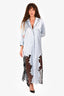 Ganni Light Blue Satin/Black Lace Maxi Shirt Dress Size 36