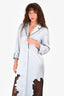 Ganni Light Blue Satin/Black Lace Maxi Shirt Dress Size 36