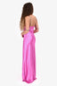 L'Agence Hot Pink Satin Chain Strap Maxi Dress Size 0