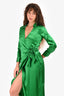 L'Agence Green Silk 'Kadi' Long Wrap Dress Size 0