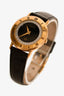 Gucci Black Leather Gold Toned 3000 L Crystal Watch