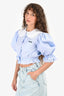 Miu Miu 2021 Blue Gingham Peterpan Collar Blouse Size 38