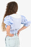 Miu Miu 2021 Blue Gingham Peterpan Collar Blouse Size 38