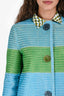 Ermanno Scervino Blue/Green Knit Crystal Buttoned Jacket Size 42