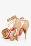 Christian Louboutin Beige Leather Pom Pom Strappy Sandals Size 35.5