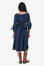 Tibi Blue Denim Dark Wash Off the Shoulder Midi Dress Size S