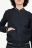 Saint Laurent Navy Embroidered Bomber Jacket Size 44 Mens