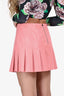 Alice + Olivia Pink Vegan Leather Pleated Mini Skirt Size 6