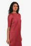 Issey Miyake Pleats Please Burgundy Short Sleeve Midi Dress Size 3
