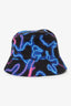 Valentino Blue/Black/Pink Neon Logo Bucket Hat Size 58