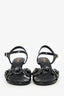 Pre-Loved Chanel™ Black Chevre Craquelee Camellia Ankle Strap Sandals Size 37