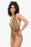 Zimmermann Leopard Print Deep V Halter Neck One Piece Size XS