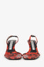 Alexander Wang Red/Black Snakeskin 'Wang' Embellished Strappy Heels Size 38