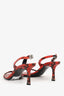 Alexander Wang Red/Black Snakeskin 'Wang' Embellished Strappy Heels Size 38