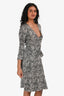 Diane Von Fustenberg Black/White Leaf Pattern Wrap Dress Size 2