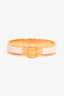 Hermès Gold Toned/Pink Enamel 'Charniere Uni' Narrow Hinged Bracelet