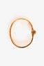 Hermès Gold Toned/Pink Enamel 'Charniere Uni' Narrow Hinged Bracelet