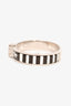 Hermès Silver Toned Black Enamel Printed 'Charniere Couvertures Nouvelles' Narrow Hinged Bracelet