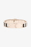 Hermès Silver Toned Black Enamel Printed 'Charniere Couvertures Nouvelles' Narrow Hinged Bracelet