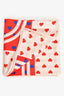Hermès White/Red Silk Heart 'Brides de Gala' Scarf 90
