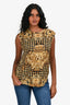 Balmain Black/Gold Boroque Printed Sleeveless Top Size 36