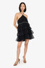 NBD Black Tulle Layered Crystal Embellished Mini Dress Size M