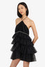 NBD Black Tulle Layered Crystal Embellished Mini Dress Size M