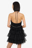 NBD Black Tulle Layered Crystal Embellished Mini Dress Size M