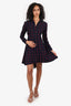 Maje Navy/Red Plaid Print Belted Mini Dress Size 2