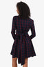Maje Navy/Red Plaid Print Belted Mini Dress Size 2