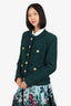 Balmain Green Tweed Wool Blend Gold Button Single Breasted Jacket Size 40