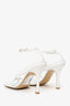 Bottega Veneta White Leather Stretch Strap Sandals Size 40 'As Is'