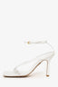 Bottega Veneta White Leather Stretch Strap Sandals Size 40 'As Is'