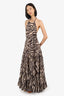 Zimmermann Brown/Cream Halter Neck Tiered maxi Dress Size 0