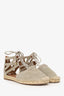 Aquazzura Khaki Suede Lace-Up Espadrille Size 40