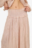 Zimmermann Nude Bayou Tie Front Top With Midi Skirt Set Size 1/0