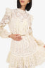 Zimmermann White Lace Long Sleeve Mock Neck Mini Dress Size 1