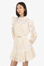 Zimmermann White Lace Long Sleeve Mock Neck Mini Dress Size 1